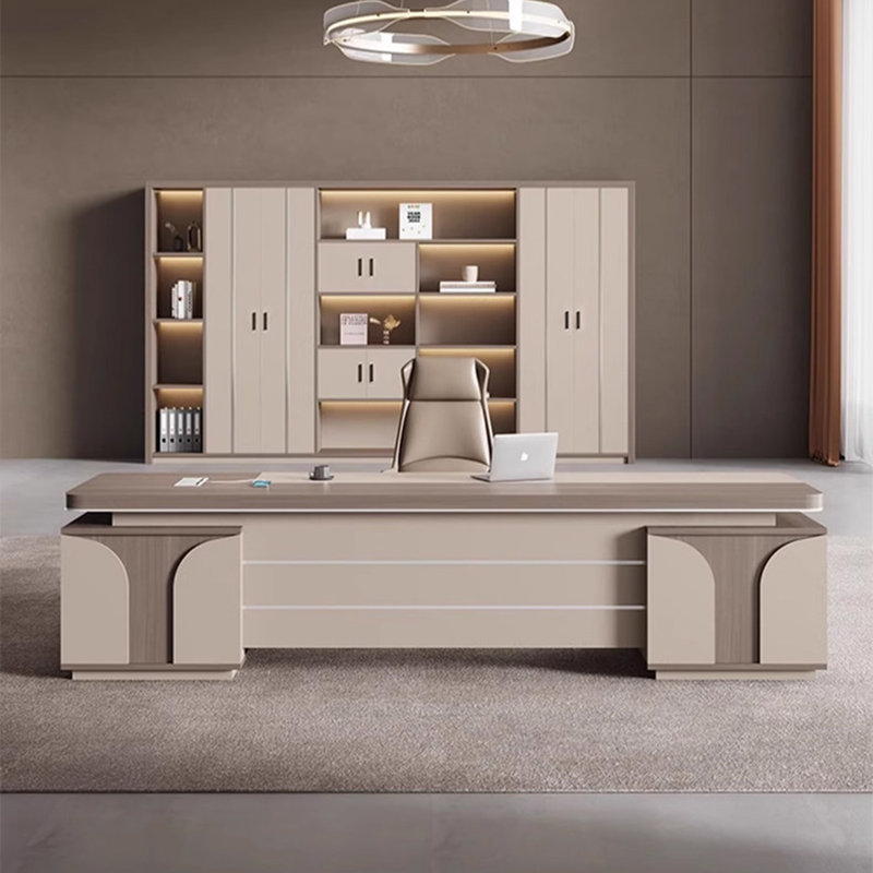 Bureau de direction 94,49 "moderne en L brun pour bureau, H 29,53 po x l 94,49 po x P 62,99 po