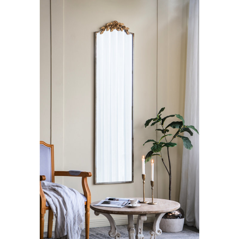 Miroir complet éblouissant avec cadre délavé et or complexe