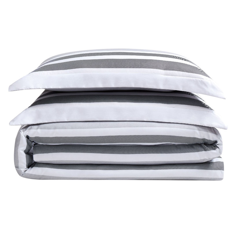Curtis Stripe Gray Twin XL Microfiber Comforter Set
