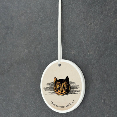 Cheshire Cat Mad Alice In Wonderland Circle Shaped Ceramic Ornament Bauble