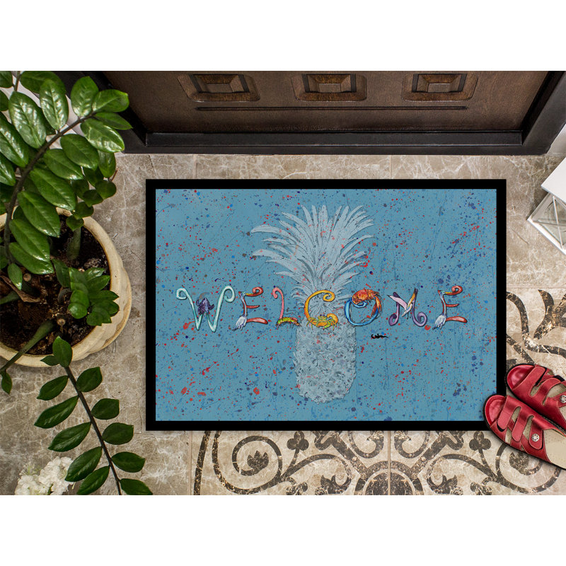 Tapis d'entrée antidérapant Pineapple, Rectangle 2 pi x 3 pi