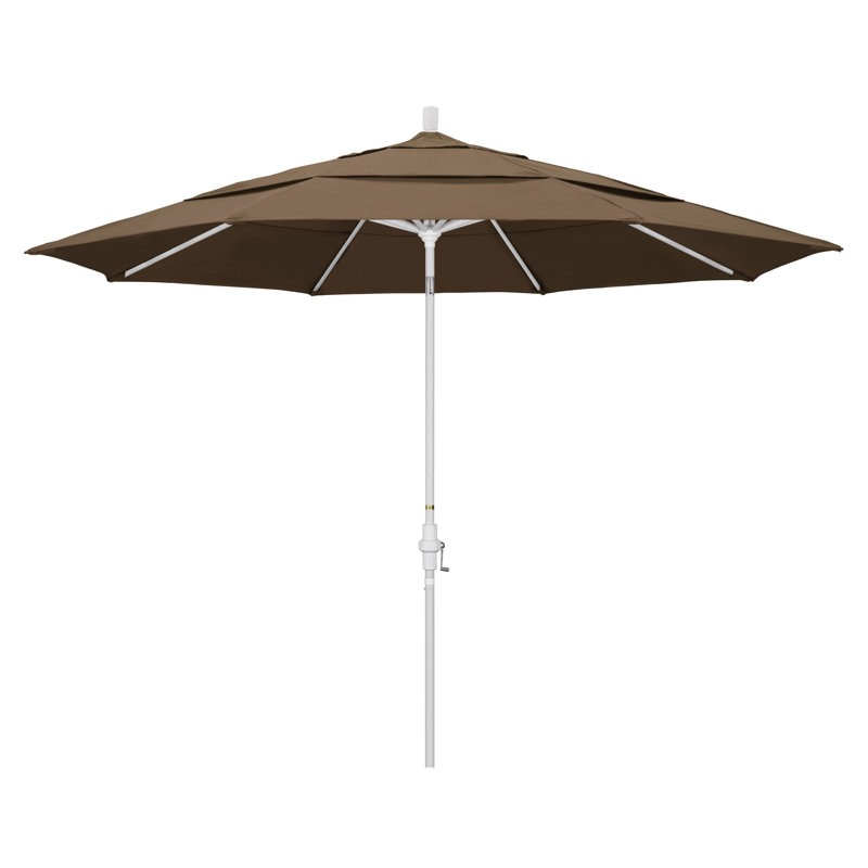 Parasol de marché Broadmeade octogonal Sunbrella, Blanc mat, Cacao