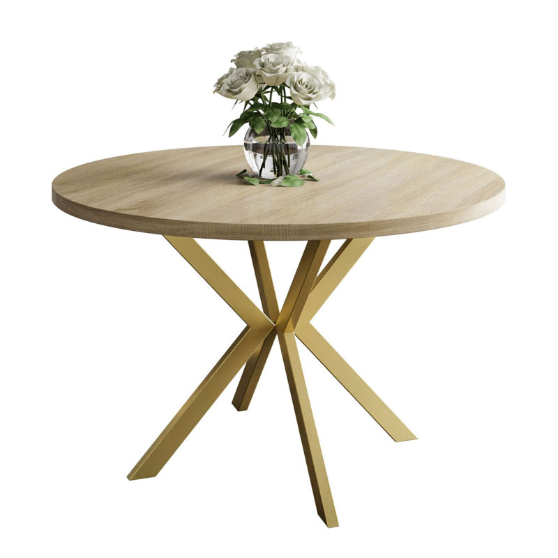 Alezia Round Dining Table, Light Brown, 76 H x 120 L x 196 W cm