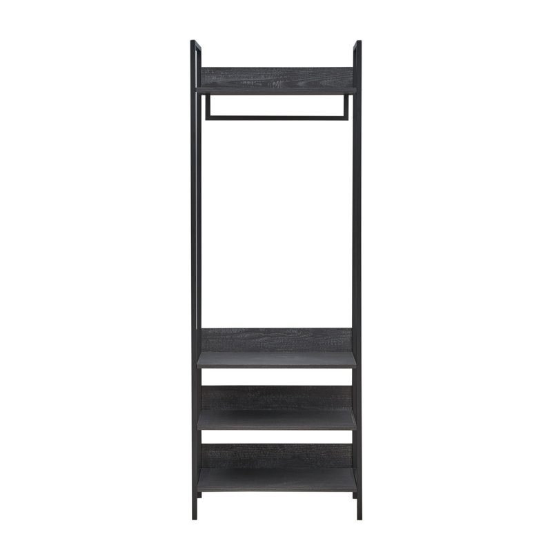 Zaira Manufactured Wood Wardrobe, Black, 180 cm H x 63.8 cm W x 40 cm D