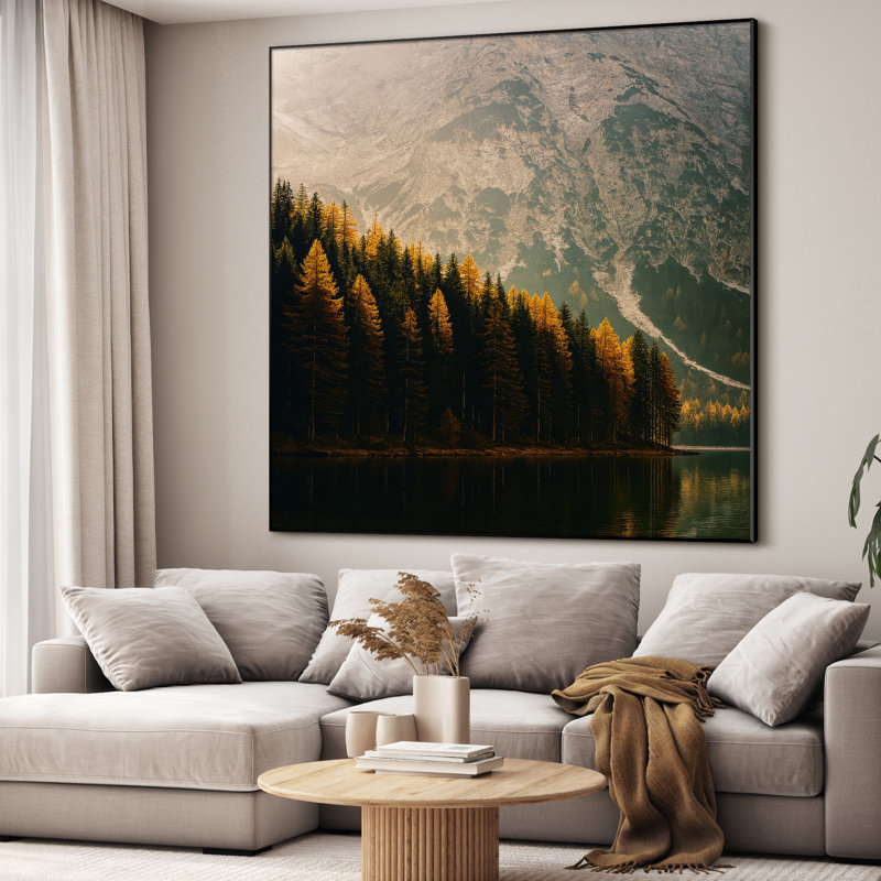 Très grande reproduction d'art sur toile - Paysage de montagne, œuvre d'art pour le salon ou la chambre à coucher - «Assemblage requis du cadre (cadre non fini)»