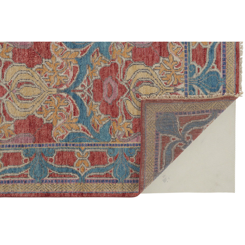 Beall Hand Knotted Wool Oriental Area Rug in Blue, Runner 2'6" x 8'