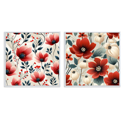 Davisboro - Ensemble de 2 collages carrés floraux
