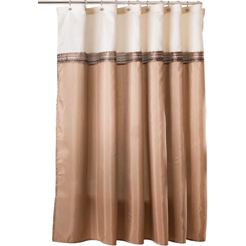Rideau de douche simple Terra l 72 po x L 72 po Terra - Rideaux de douche en tissu pour la salle de bain - Rideau de salle de bain neutre - Décoration moderne glam