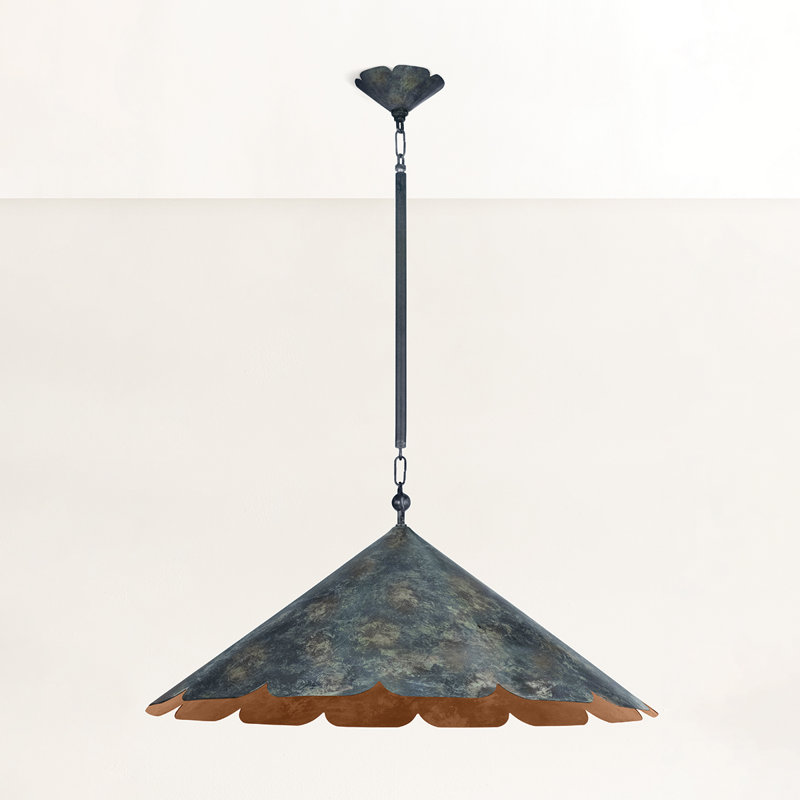 Folly Beach Pendant in Verdigris by Cortney Bishop, 15" H x 32" W x 32" D, 25 W