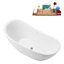 Baignoire autoportante blanche brillante 55 po avec drain interne Streamline