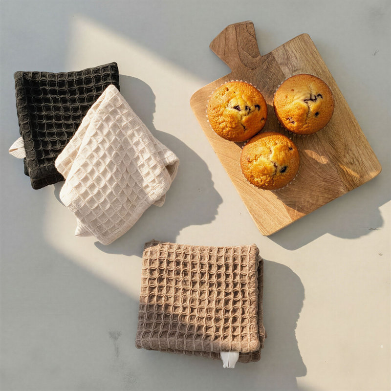Cotton Dishcloth On A Mango Wood Board, Black/Brown/Beige