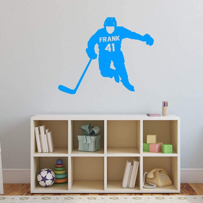 Décalcomanie murale de joueur de hockey Trinx avec nom personnalisé - CS41