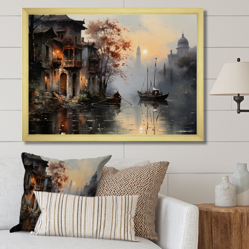 Canal Mystical Journey, atténué sur toile, H 12 po x l 20 po x P 1 po, Encadrement doré