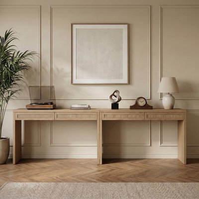 Console / bureau en bois massif et placage de chêne Avro