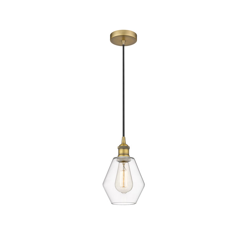Luminaire suspendu 1 lumière Gabbie, Transparent, Laiton brossé