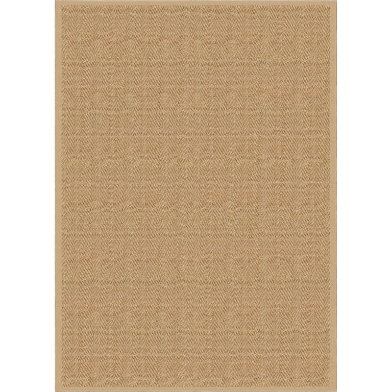 Faux-Jute Boerboel Geometric Herringbone Flat-Weave Beige Area Rug, Rectangle 5' x 7'