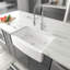 30 Inch Farmhouse Kitchen Sink White Ceramic Single Bowl Rectangle Sink with Bottom Grid