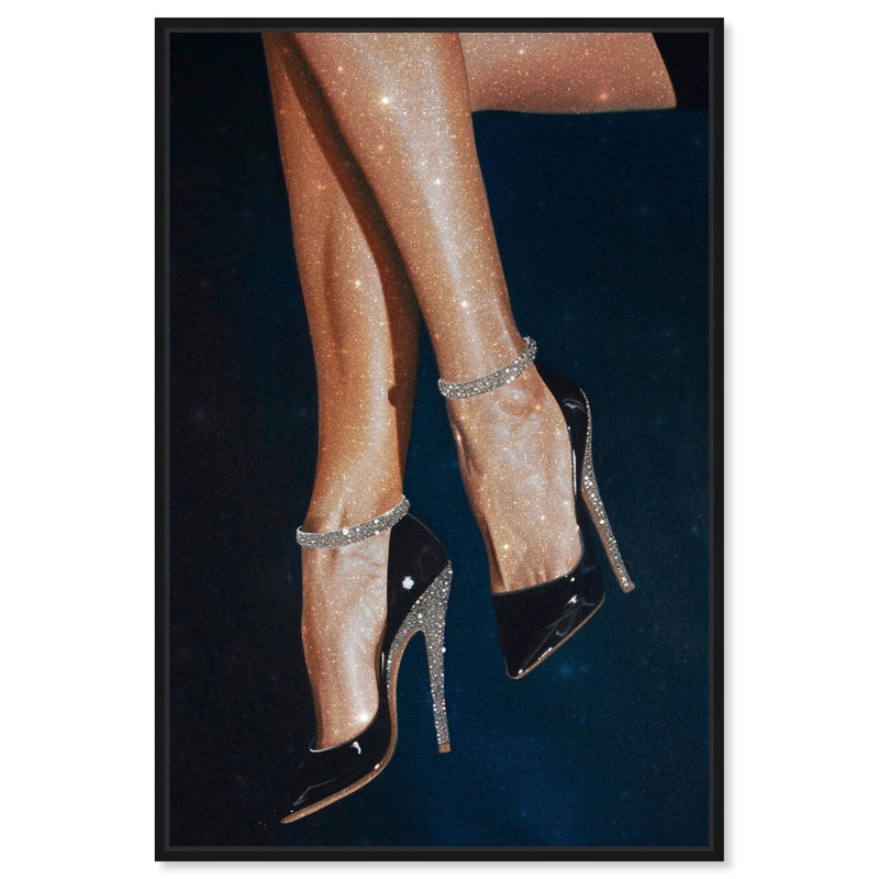 «Sparkling Night Heels», toile par Art Remedy, H 16 po x l 11 po, Cadre noir