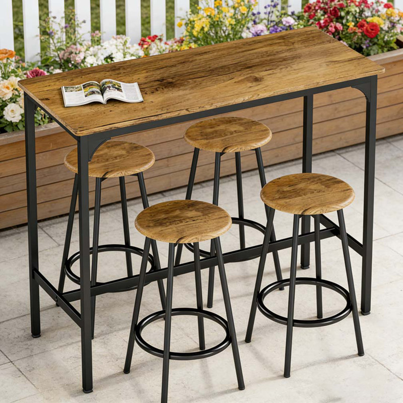 Ensemble 5 pièces de table de bar et chaises à hauteur de comptoir