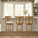 Beckett Counter Height Or Bar Height Rubberwood Barstool With Fabric Seat - Set Of 3