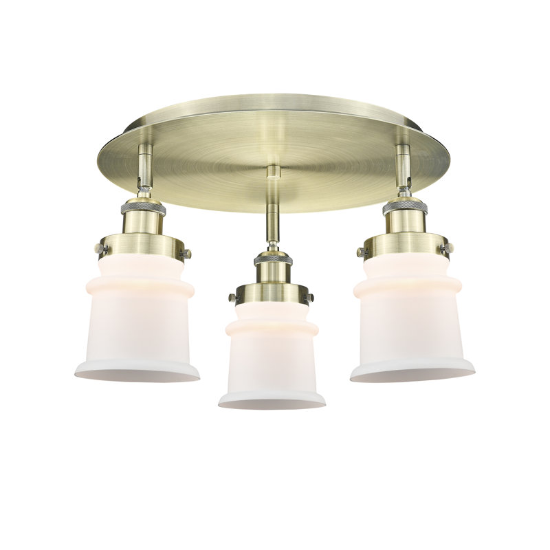 Alvi Glass Flush Mount, Antique Brass, Matte White