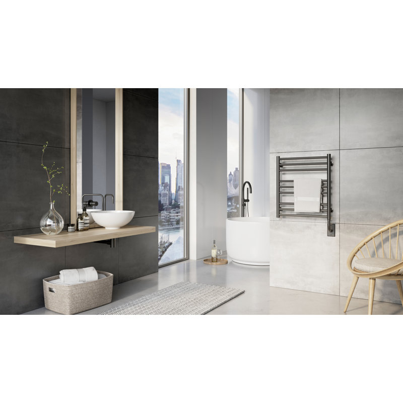 Porte-serviettes chauffant mural électrique 19,5 po x 23 po Sorano - nickel brossé, garantie à vie, Nickel brossé