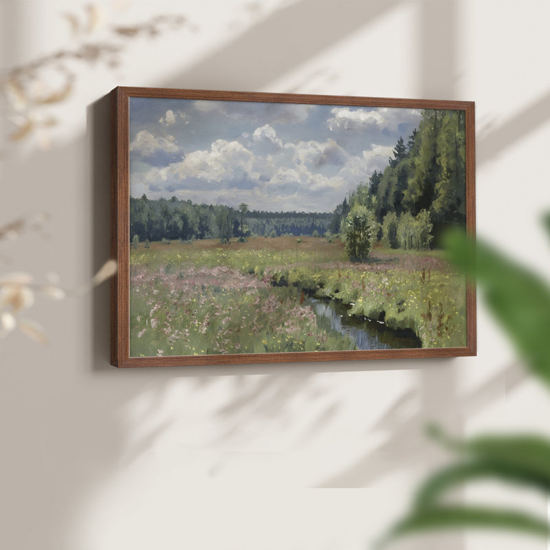 Paysages rétro-DCCDXLV-impression encadrée - réaménageable, Noyer, H 16 po x l 20 po