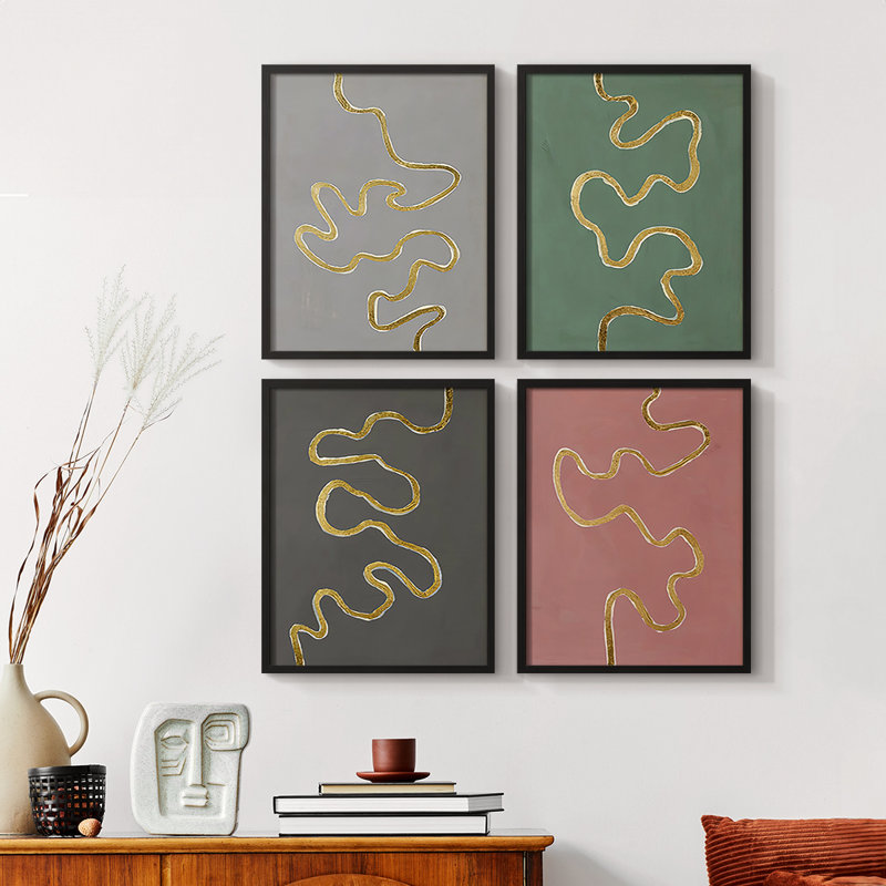 Oxbow IV, reproduction encadrée - ensemble de 4, Noir, H 14 po x l 44 po