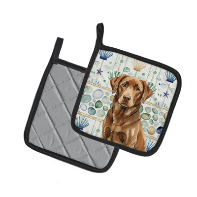 Paire de poignées en verre chocolat Labrador Retriever