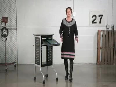 Sleek Black Steel Mobile Laptop Cart with Adjustable Shelves