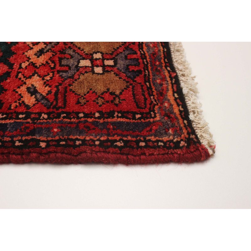 Tapis rouge en laine noué à la main 4 pi 2 po x 8 pi 6 po Andelz