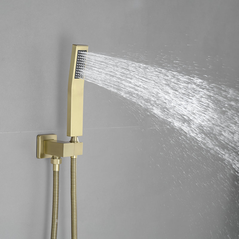 Single Handle 1-Spray 12 In. Shower Faucet 2.5 GPM With High Pressure Tub Hand Shower (Valve Included), Brushed Gold