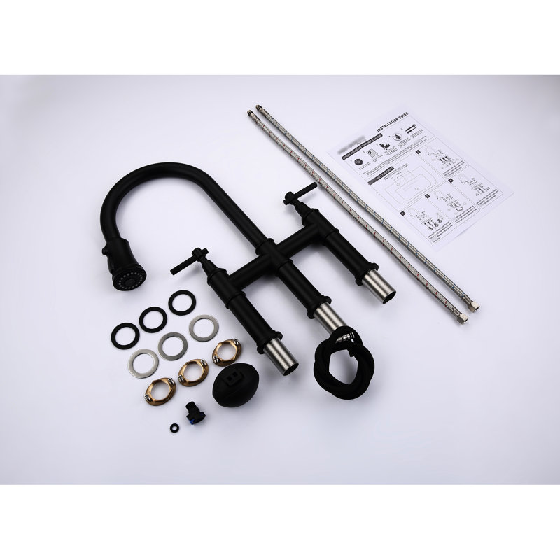 Robinet de cuisine noir mat avec fonction rétractable - débit d'eau précis et réglage de la température, buse rotative à 360 degrés, pont en laiton précis et rotatif