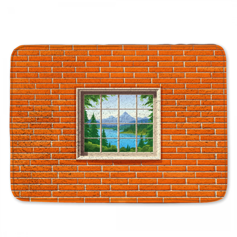 Brick Wall Window Bath Mat, 24in W x 17in L