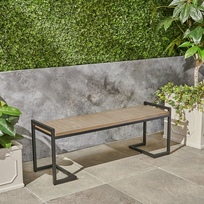 Banc industriel en bois et métal, Light Grey