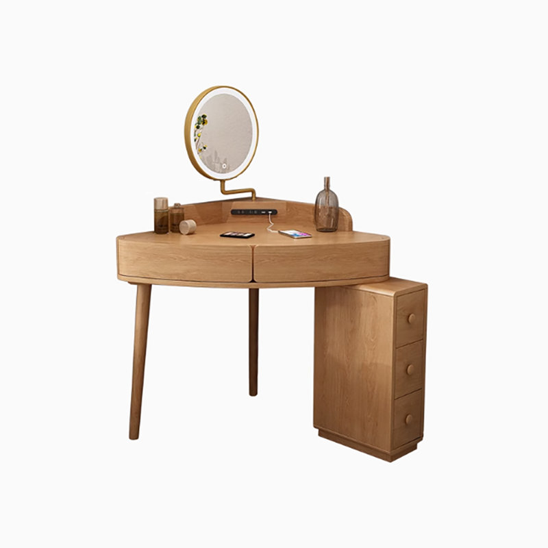 Modern Minimalist Natural Wood Small Triangle Vanity Table