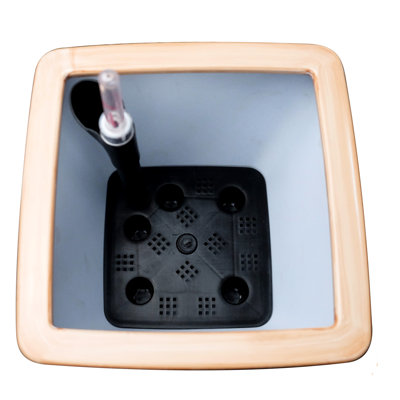 Wood Square Cone Self-Watering Stand - Stabilized For Indoor & Outdoor Use 2 Vessel Style