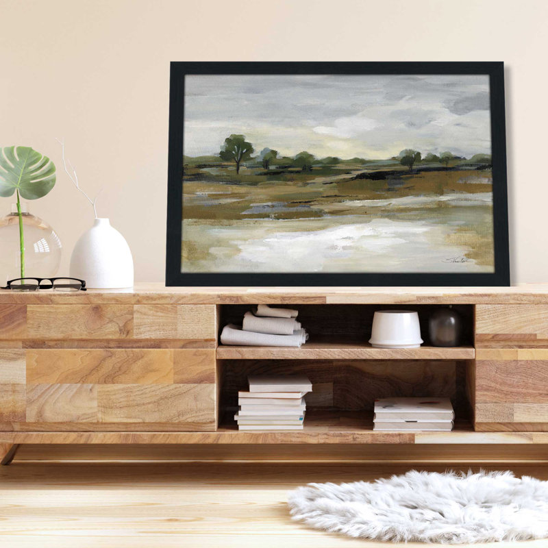 «Cool April Day Crop» - peinture, L 39,5 po x H 27,5 po, Cadre noir