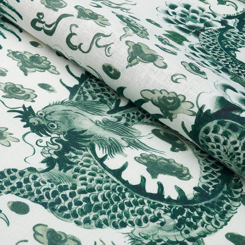 Schumacher x Mary McDonald Empress Dragon Fabric, Emerald