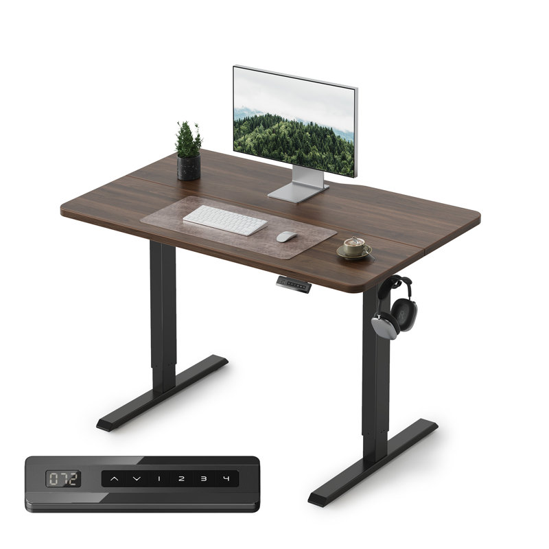 Bureau électrique debout, bureau assis-debout à hauteur ajustable, L 40 po x P 24 po, Noir / brun