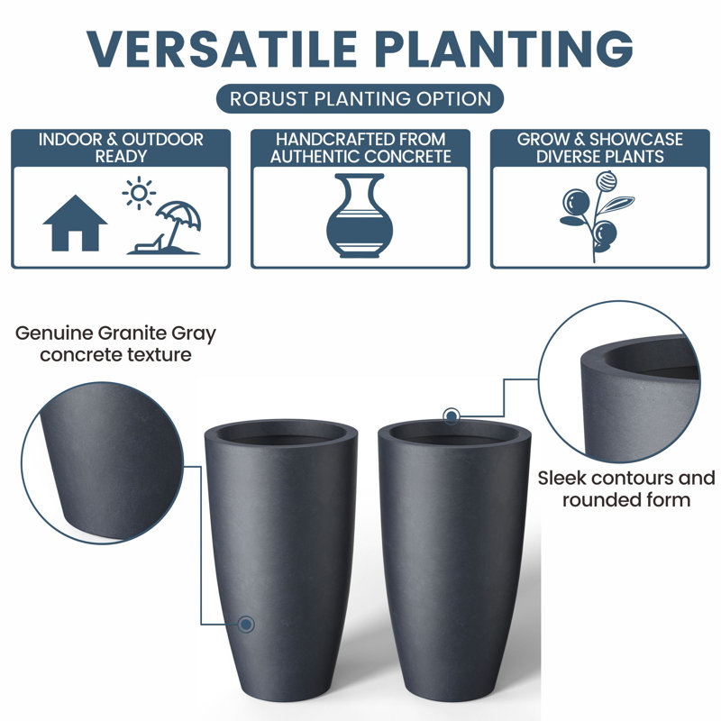 Khailey Handmade Pot Planter, Granite Gray