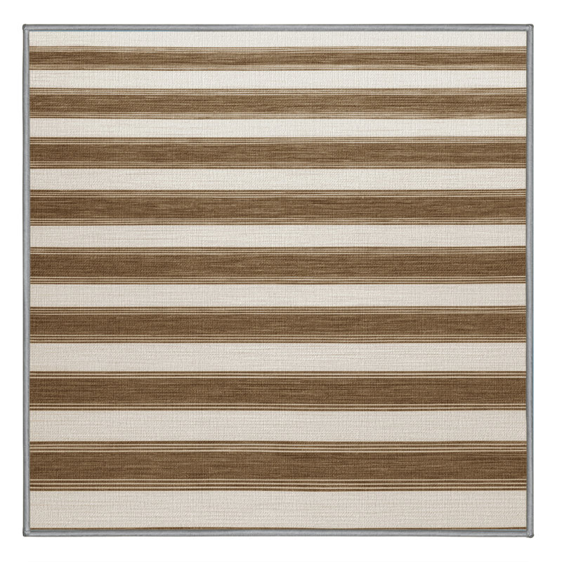 Tapis gris à rayures horizontales lavable à la machine, Carré 3 pi