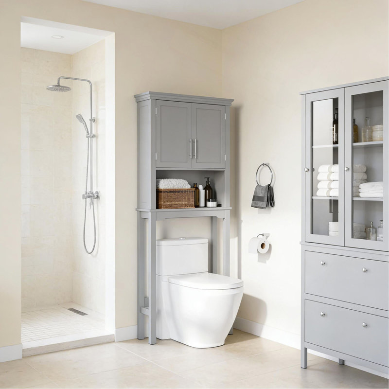Rangement pour salle de bain Home, armoire de rangement au-dessus de la toilette, Gris clair