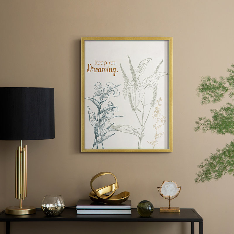 «Keep on Dreaming», reproduction encadrée - bois massif, H 30 po x l 24 po, Doré