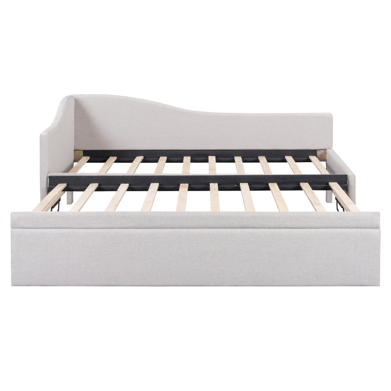 Lit de jour simple en L avec couchette escamotable, Beige
