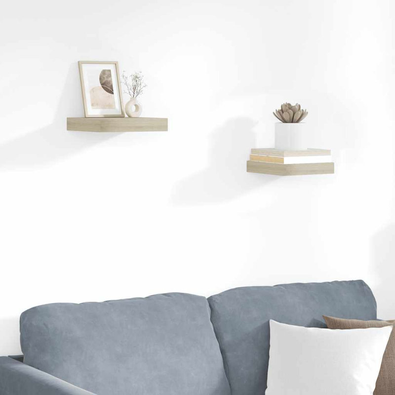 Wall Shelf Floating Shelf Wall Mounted Display Shelf for Photo Frame, 1.5" H x 9.3" W x 9.1" D, Oak