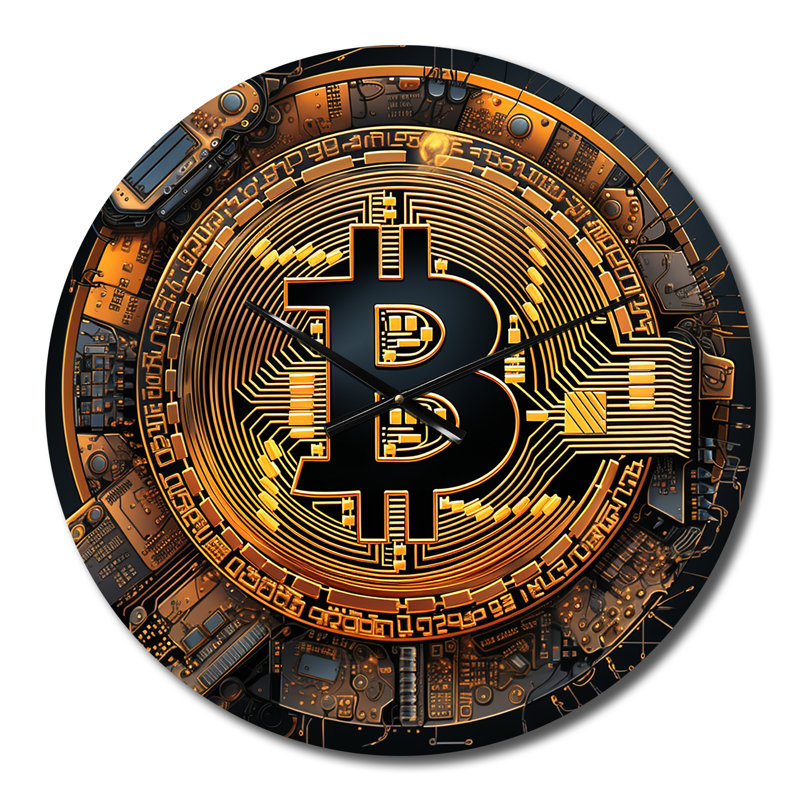 Bitcoin Crypto Seal - Modern Geometric Wall Clock, Petit