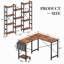 Bureau en L réversible avec bibliothèque triple, ensemble de mobilier de bureau industriel-1722255629