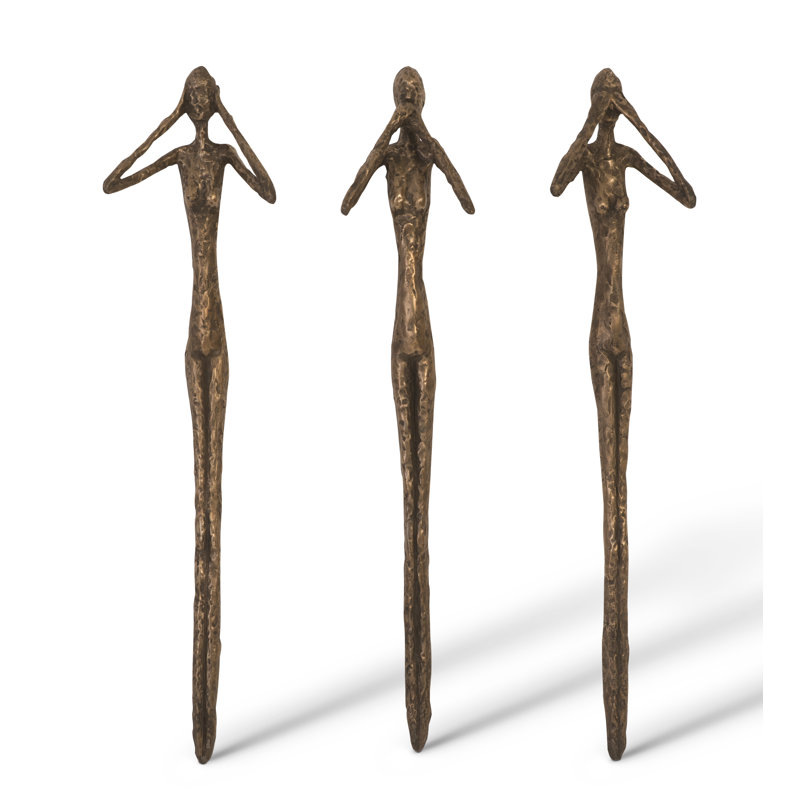 "See, Speak, Hear No Evil", art mural 3 pièces, Bronze