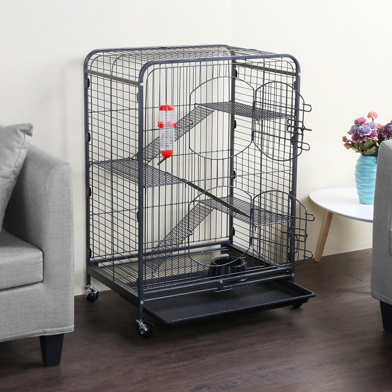 Glisson Weather Resistant Small Animal Cage, Black, 36.8" H x 25.2" W x 17.1" L